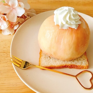 おうちにある材料で簡単ꕤ桃の丸ごとケーキ風✧˖°